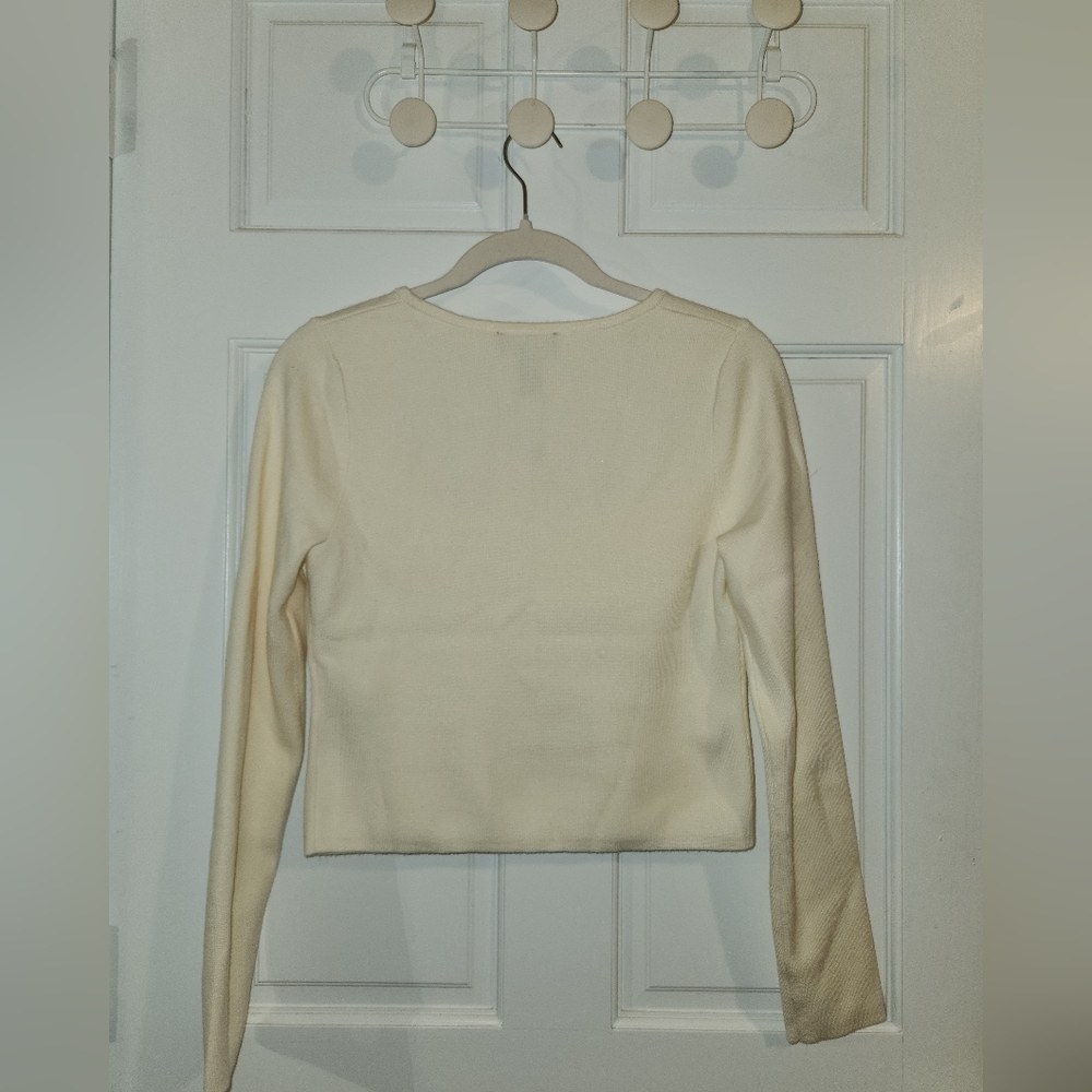Square Neck Long Sleeve Sweater, Swan, Medium - Picture 7 of 11